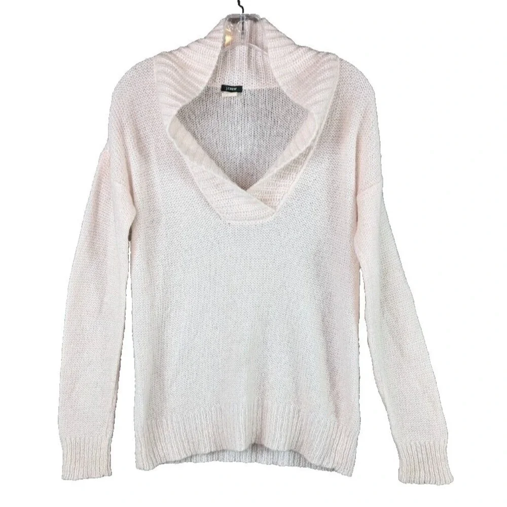 J.Crew Sweater Women Size S Mohair Wool Blend Shawl Collar Pullover Lightweight